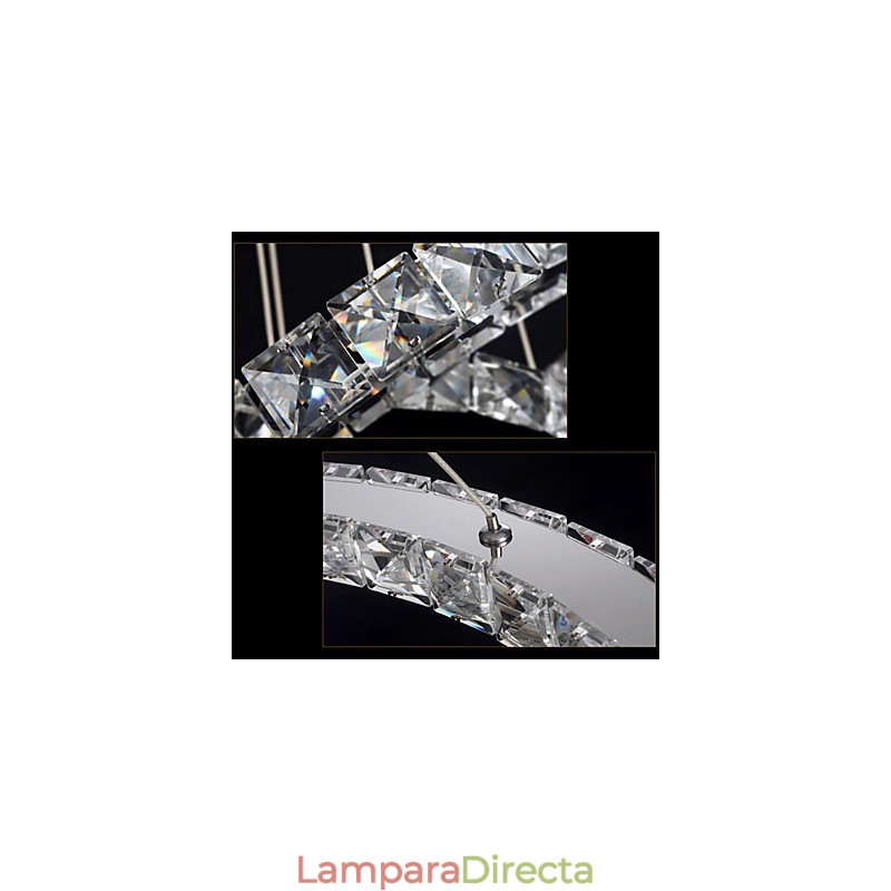 Lámpara colgante de cristal regulable, moderna lámpara circular de araña, lámparas de techo redondas de color blanco frío con control remoto.