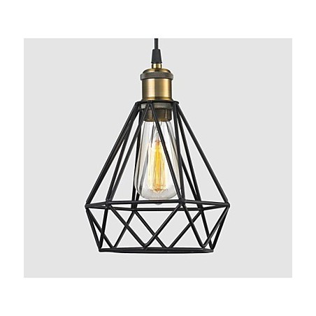 Lámpara colgante industrial de alambre tipo jaula, ideal para cafeterías, lofts, almacenes, etc., con cable negro. Lámpara colgante industrial de alambre tipo jaula, ideal para cafeterías, lofts, almacenes, etc., con cable negro.