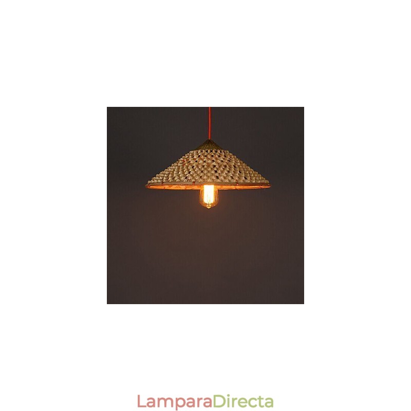 Lámpara de araña de bambú con paja de granja vintage
