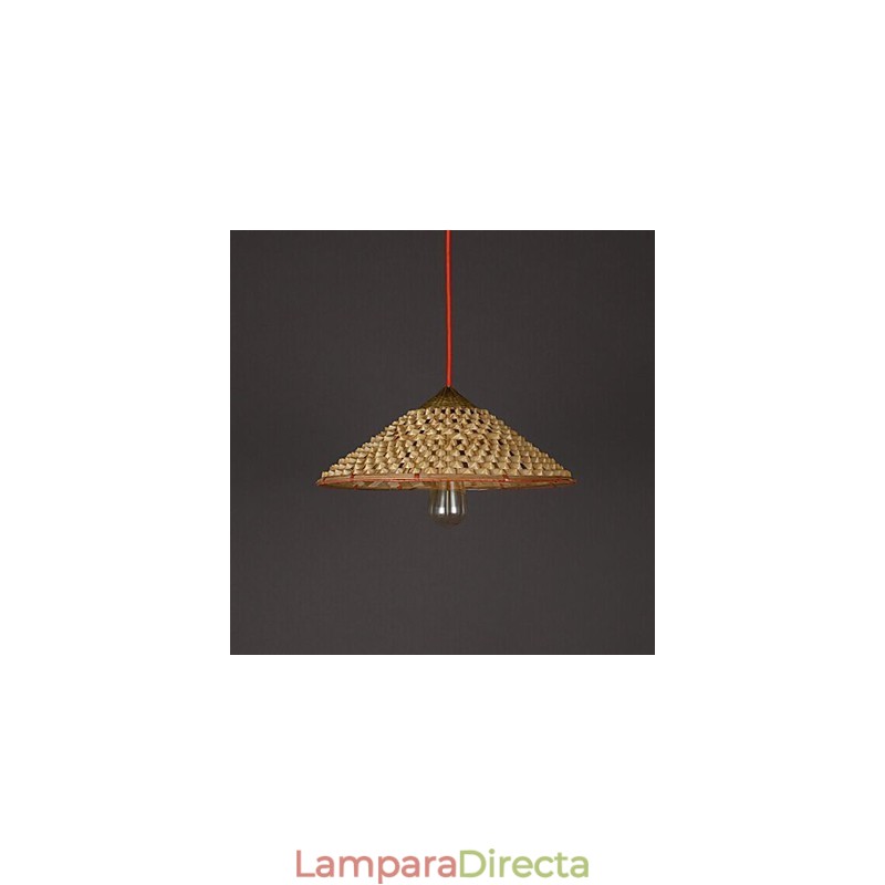 Lámpara de araña de bambú con paja de granja vintage