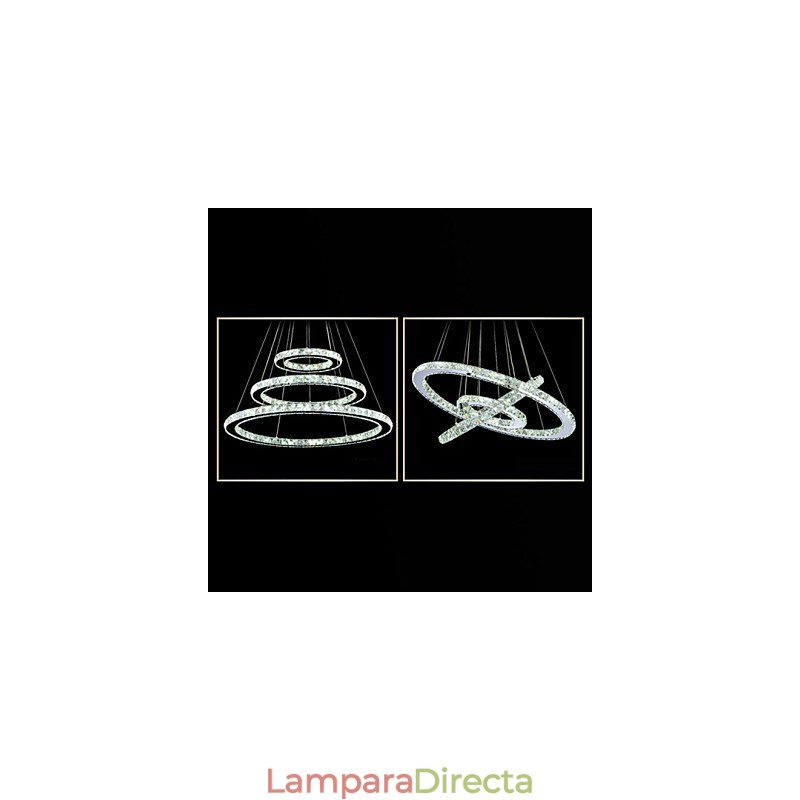 Lámpara colgante de cristal regulable, moderna lámpara circular de araña, lámparas de techo redondas de color blanco frío con control remoto.