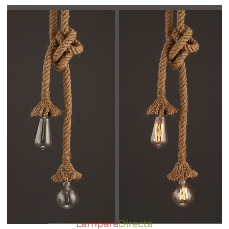 Lámpara de cuerda de cáñamo creativa DIY, 100 cm de largo, incluye 1 bombilla.