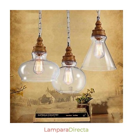 Lámparas y faroles de cristal con vetas de madera para iluminación de cafeterías Lámparas y faroles de cristal con vetas de madera para iluminación de cafeterías