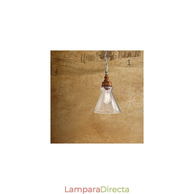 Lámparas y faroles de cristal con vetas de madera para iluminación de cafeterías