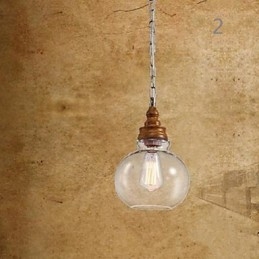 Lámparas y faroles de cristal con vetas de madera para iluminación de cafeterías