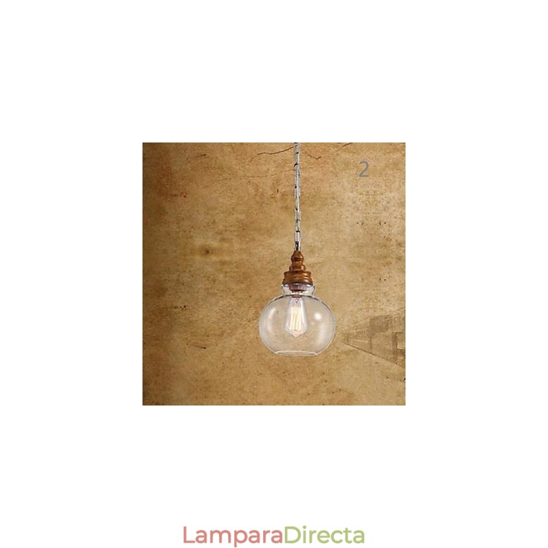 Lámparas y faroles de cristal con vetas de madera para iluminación de cafeterías