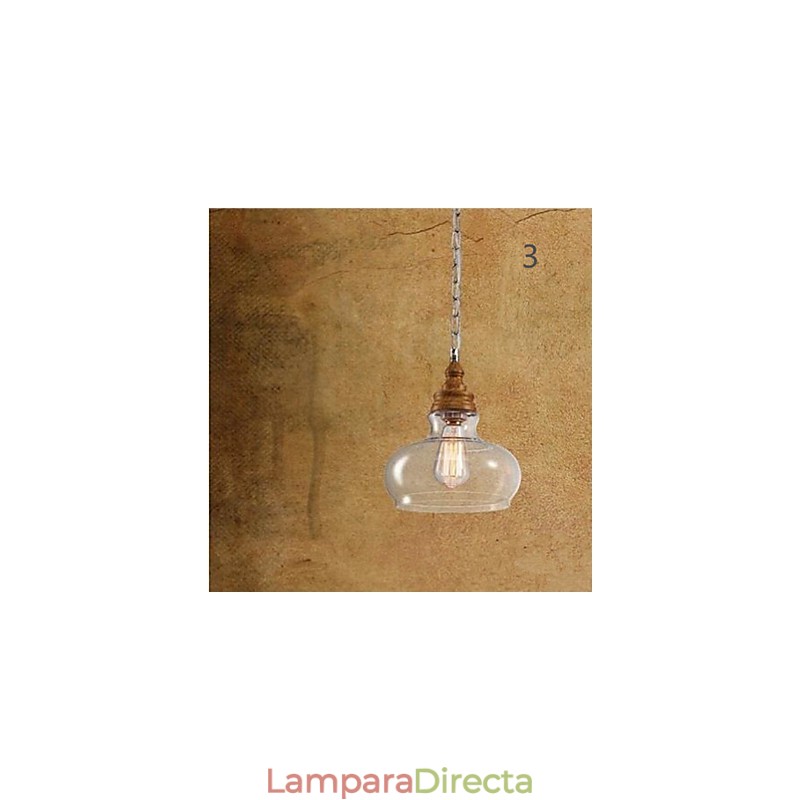 Lámparas y faroles de cristal con vetas de madera para iluminación de cafeterías