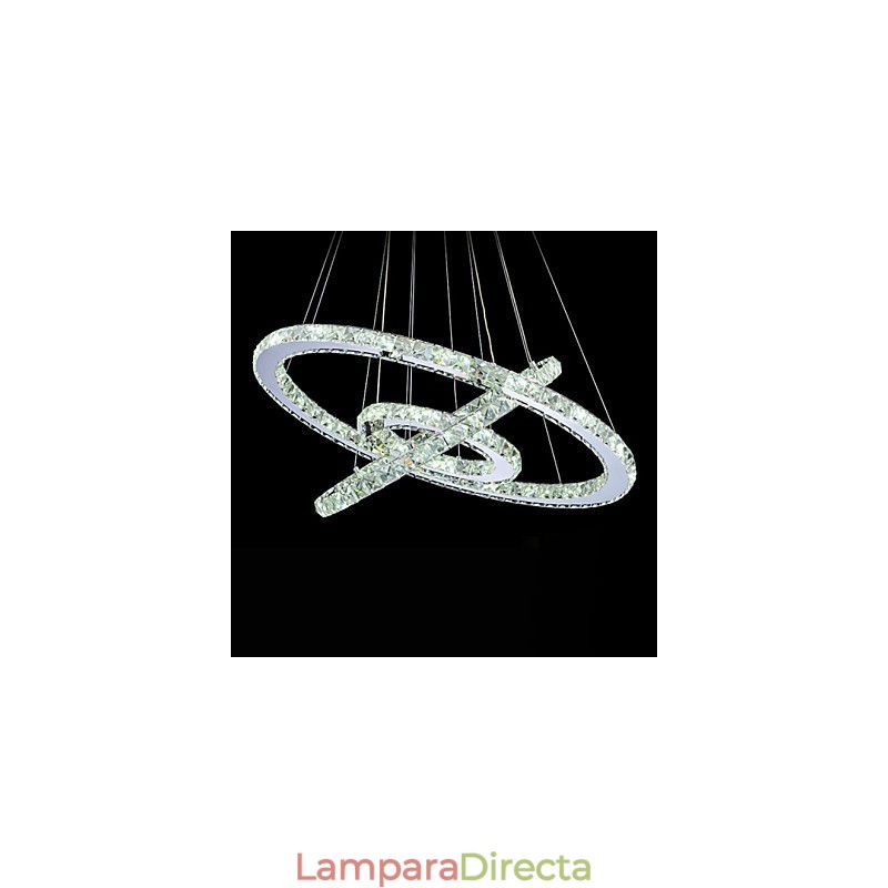 Lámpara colgante de cristal regulable, moderna lámpara circular de araña, lámparas de techo redondas de color blanco frío con control remoto.