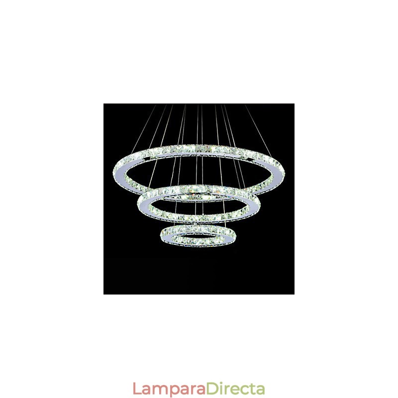 Lámpara colgante de cristal regulable, moderna lámpara circular de araña, lámparas de techo redondas de color blanco frío con control remoto.