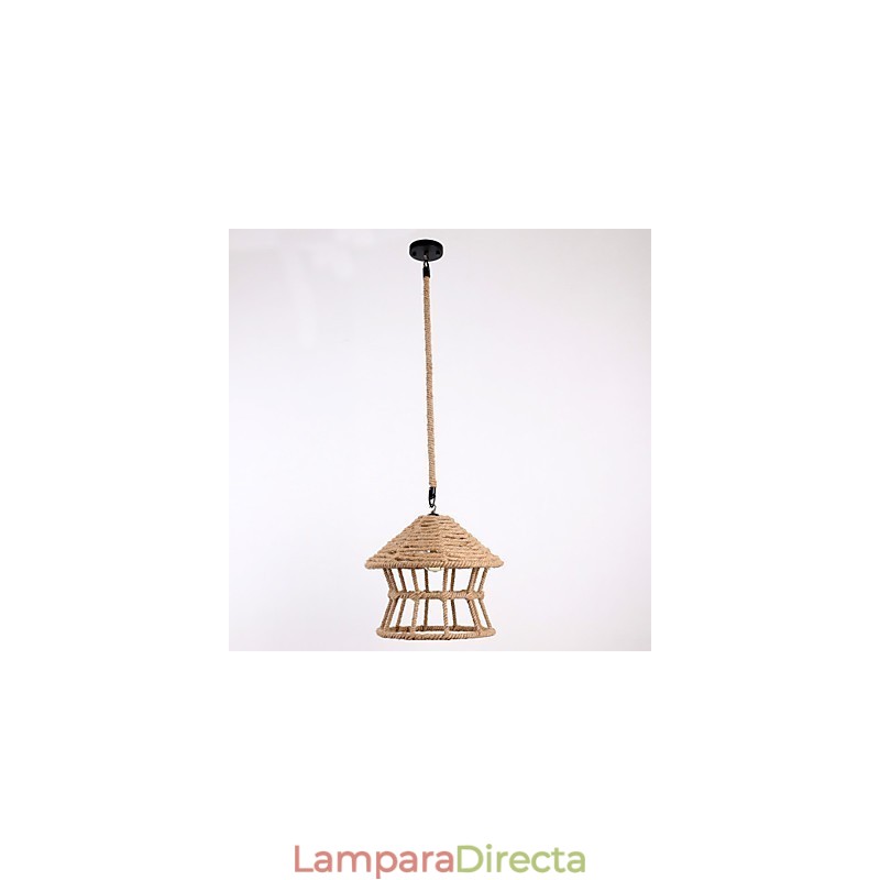 Lámpara colgante de cuerda de 1 luz, estilo rústico contemporáneo