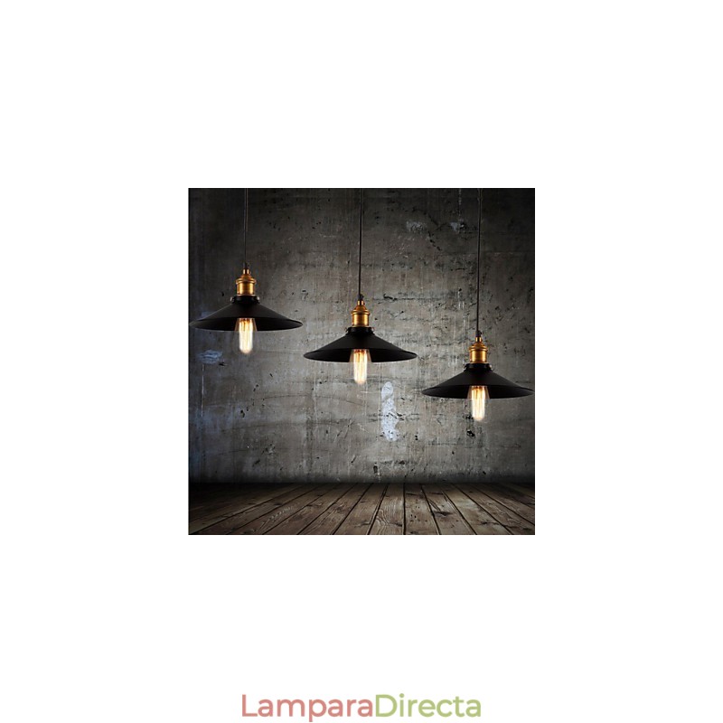 Lámpara colgante clásica retro de estilo europeo, lámpara colgante de metal con diámetro de bombilla