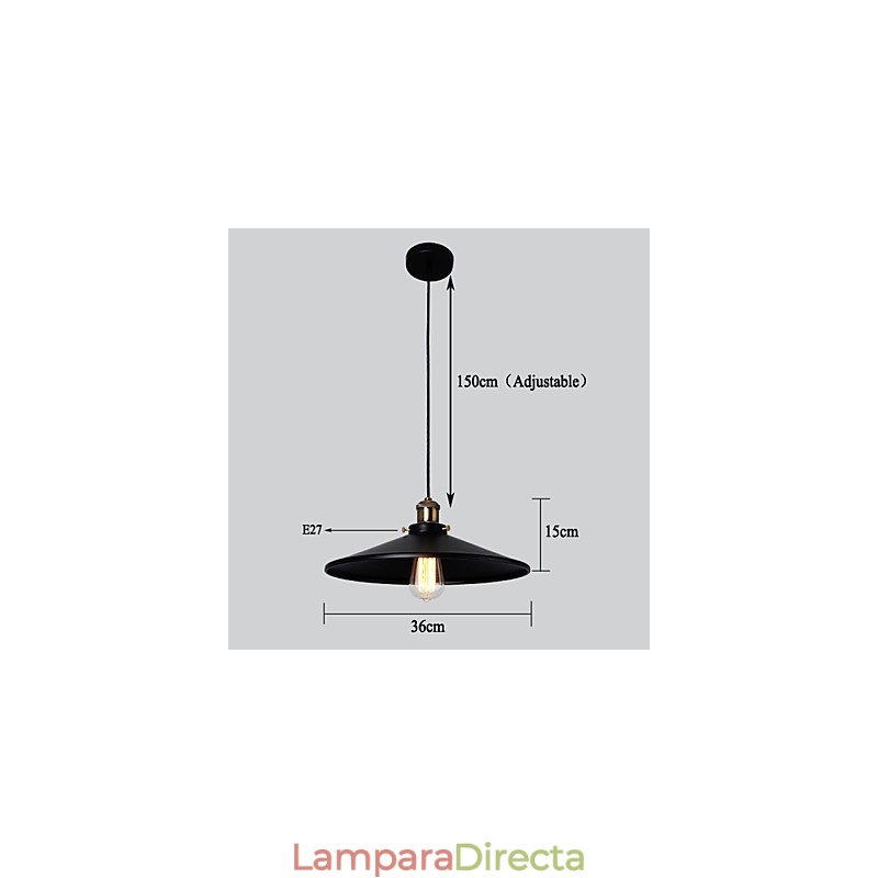 Lámpara colgante clásica retro de estilo europeo, lámpara colgante de metal con diámetro de bombilla