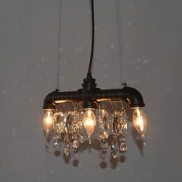 Lámpara colgante creativa de tres luces de estilo norteamericano con diseño de tubería
