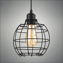 Lámpara colgante Edison con jaula de alambre y pantalla de techo