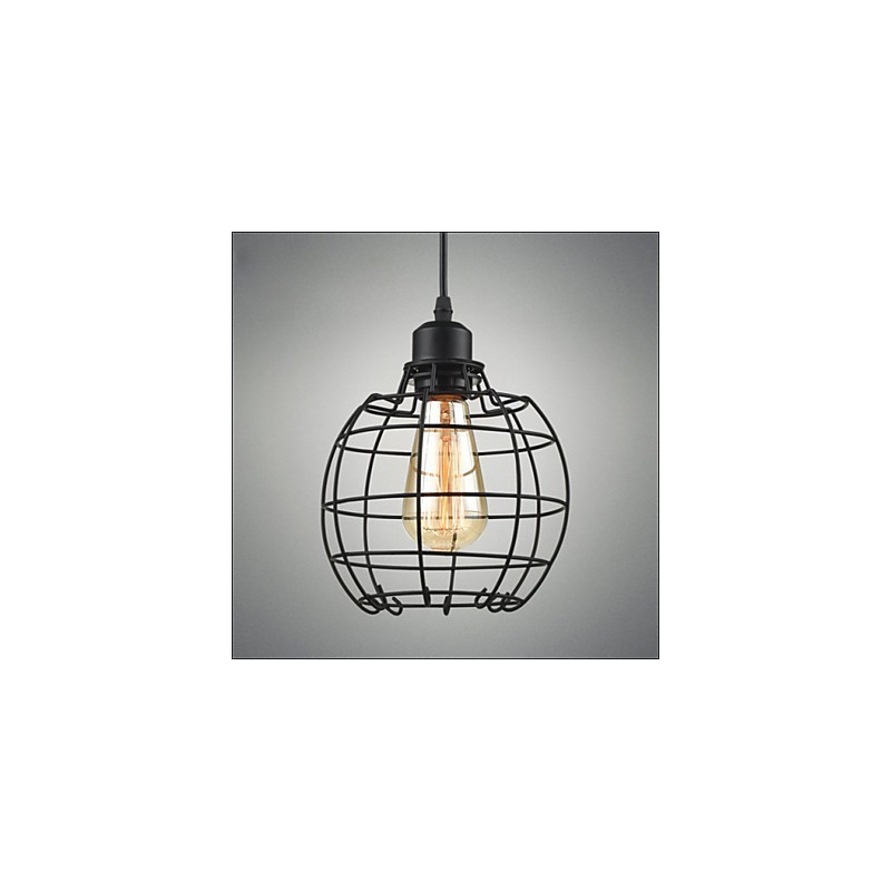 Lámpara colgante Edison con jaula de alambre y pantalla de techo