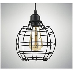 Lámpara colgante Edison con jaula de alambre y pantalla de techo
