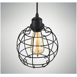 Lámpara colgante Edison con jaula de alambre y pantalla de techo