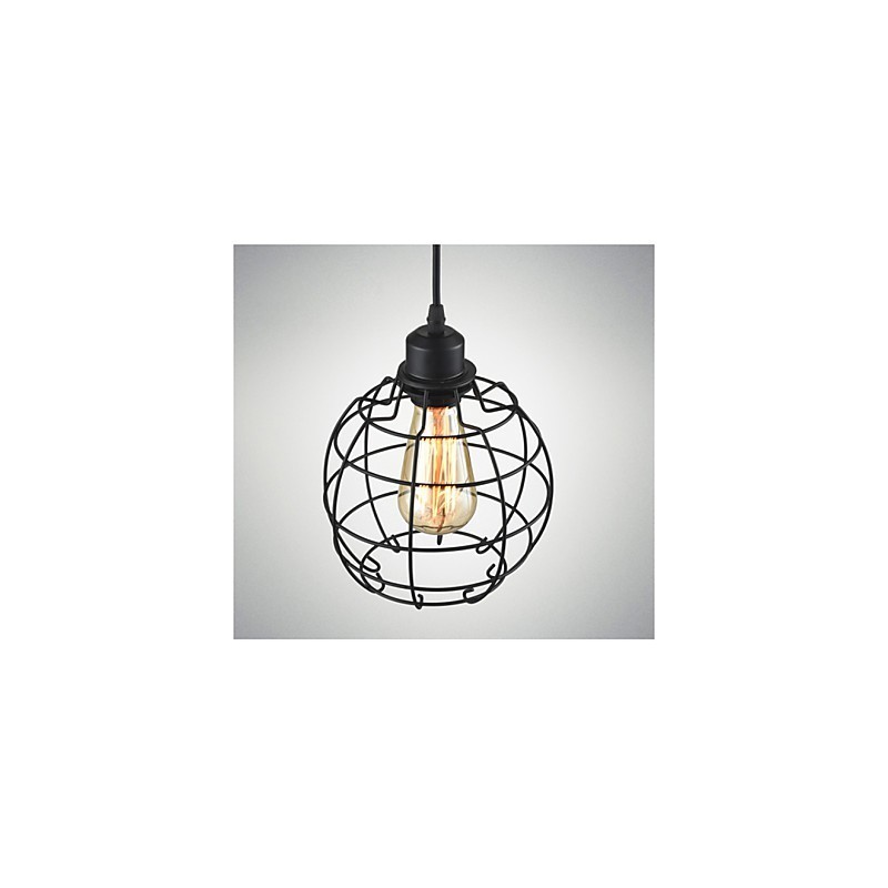 Lámpara colgante Edison con jaula de alambre y pantalla de techo