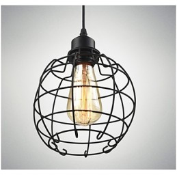 Lámpara colgante Edison con jaula de alambre y pantalla de techo