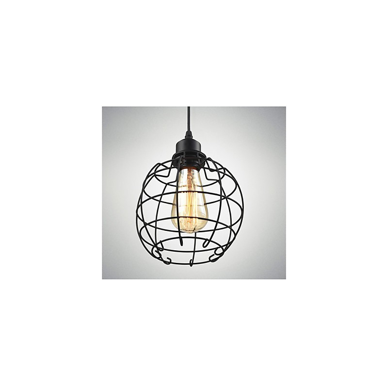 Lámpara colgante Edison con jaula de alambre y pantalla de techo