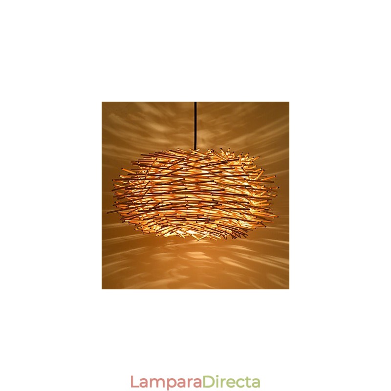 Lámpara de araña estilo mini linterna de madera de bambú