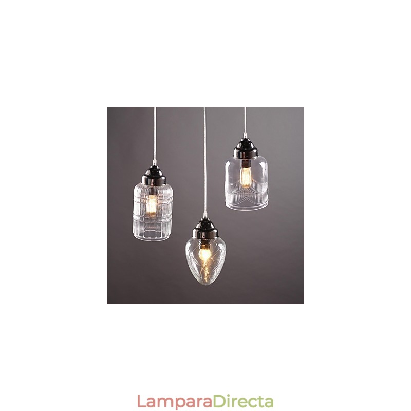 Lámpara colgante de comedor moderna, contemporánea, tradicional, clásica, vintage, estilo campestre, de níquel y vidrio.