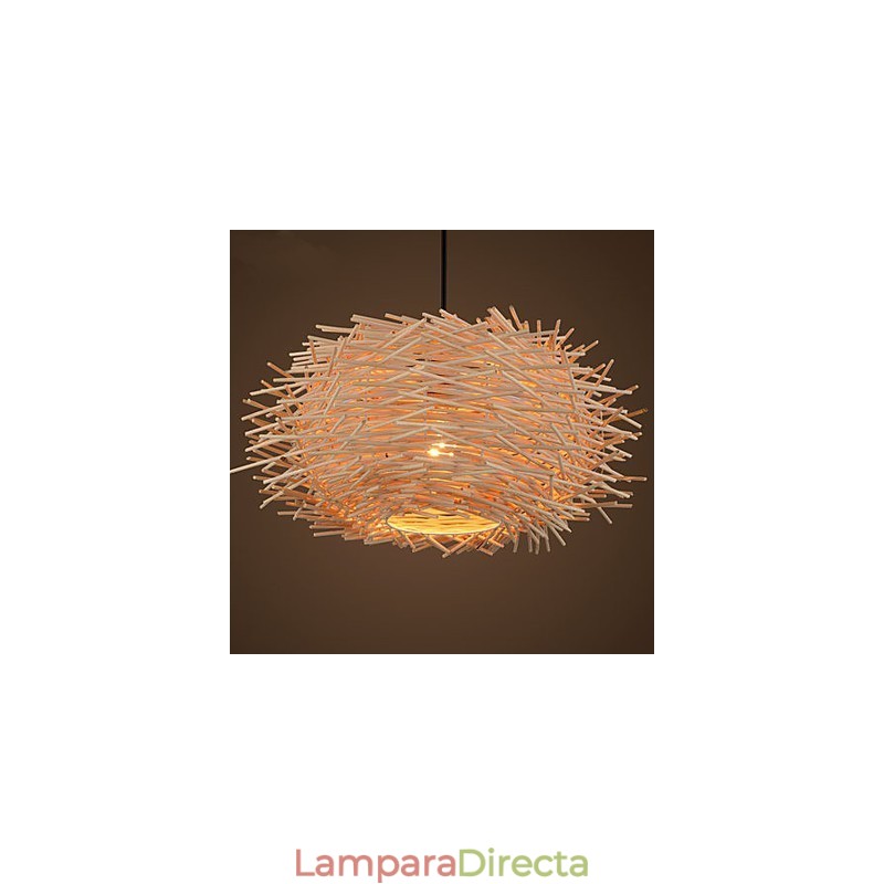 Lámpara de araña estilo mini linterna de madera de bambú