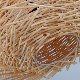 Lámpara de araña estilo mini linterna de madera de bambú