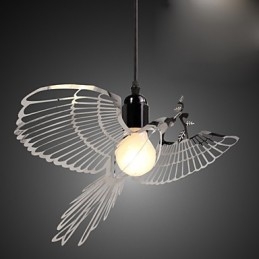 Lámpara colgante de acero inoxidable con forma de pájaro y decoración moderna y creativa