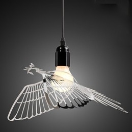 Lámpara colgante de acero inoxidable con forma de pájaro y decoración moderna y creativa