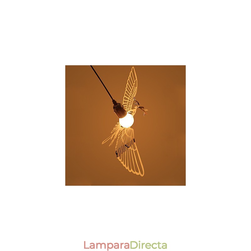 Lámpara colgante de acero inoxidable con forma de pájaro y decoración moderna y creativa