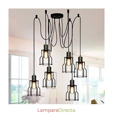 Lámpara colgante de cabeza de placa de cocina pequeña con seis luces colgantes de estilo industrial, estilo americano, estilo rústico, individualidad, creativa, para sentarse Lámpara colgante de cabeza de placa de cocina pequeña con seis luces colgantes de estilo industrial, estilo americano, estilo rústico, individualidad, creativa, para sentarse