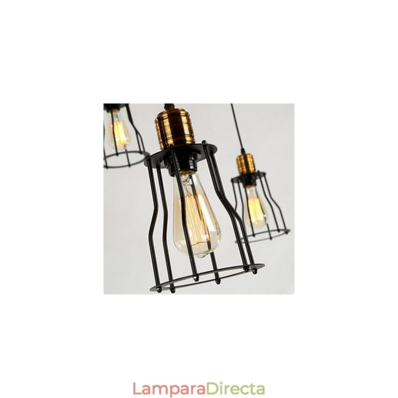 Lámpara colgante de cabeza de placa de cocina pequeña con seis luces colgantes de estilo industrial, estilo americano, estilo rústico, individualidad, creativa, para sentarse