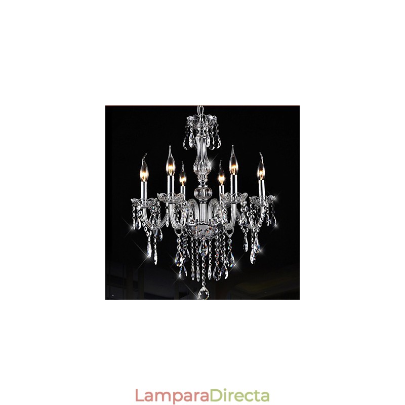 Lámpara colgante de techo de cristal K9 de 6 brazos con iluminación vintage de lujo