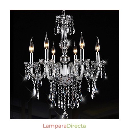 Lámpara colgante de techo de cristal K9 de 6 brazos con iluminación vintage de lujo Lámpara colgante de techo de cristal K9 de 6 brazos con iluminación vintage de lujo