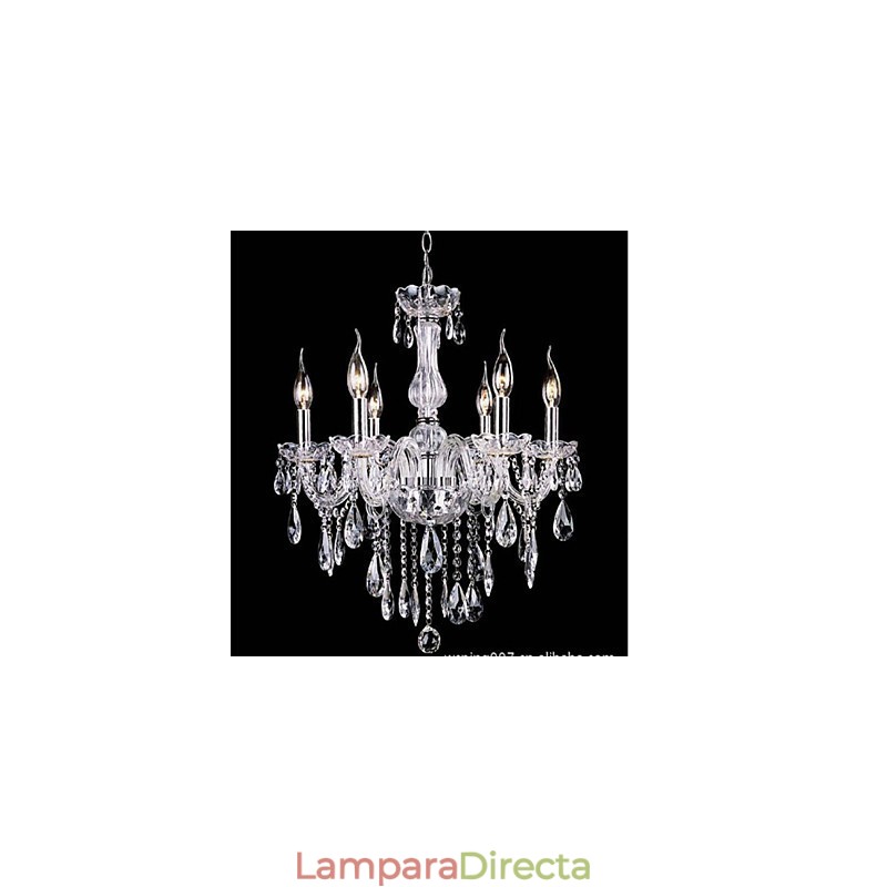 Lámpara colgante de techo de cristal K9 de 6 brazos con iluminación vintage de lujo