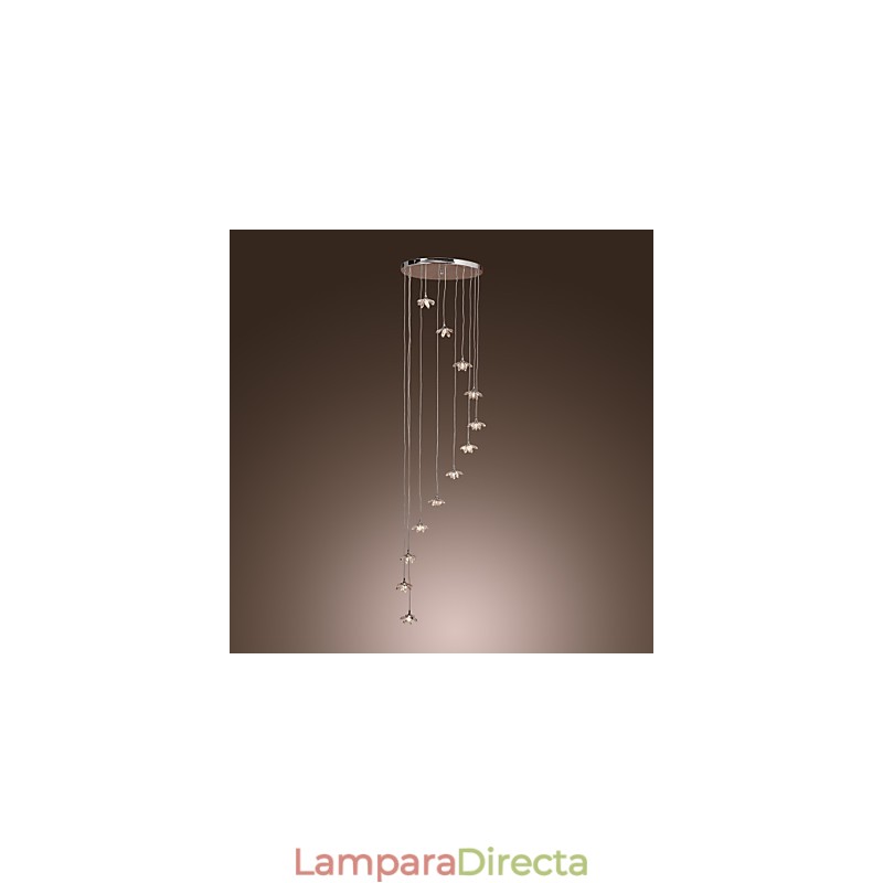 Lámpara colgante moderna contemporánea de metal cromado estilo mini cristal