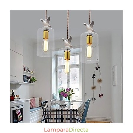 Lámpara colgante de cristal con forma de pájaro creativo y pantalla de cristal Lámpara colgante de cristal con forma de pájaro creativo y pantalla de cristal