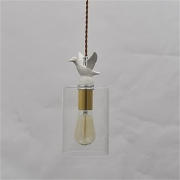 Lámpara colgante de cristal con forma de pájaro creativo y pantalla de cristal