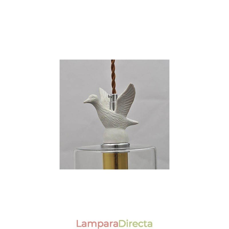 Lámpara colgante de cristal con forma de pájaro creativo y pantalla de cristal