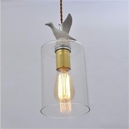 Lámpara colgante de cristal con forma de pájaro creativo y pantalla de cristal