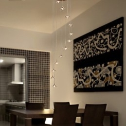 Lámpara colgante moderna contemporánea de metal cromado estilo mini cristal