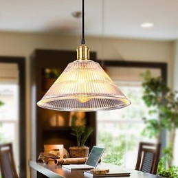 Lámpara colgante retro estilo rural americano con vidrio industrial