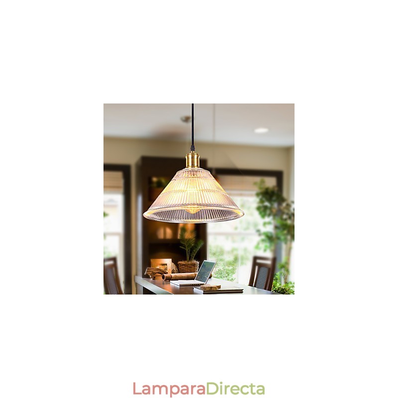 Lámpara colgante retro estilo rural americano con vidrio industrial
