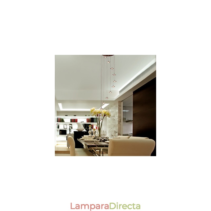 Lámpara colgante moderna contemporánea de metal cromado estilo mini cristal