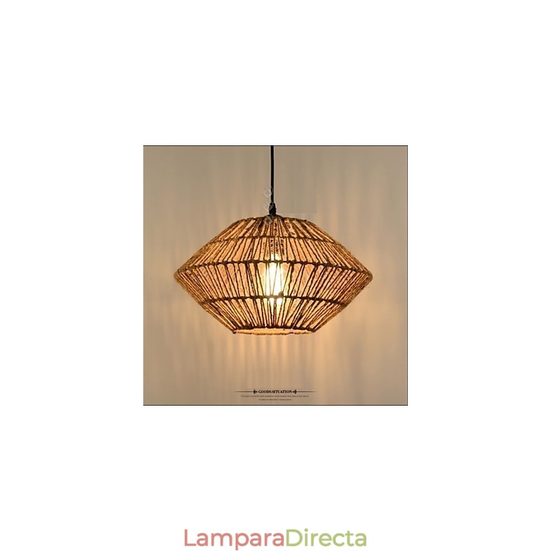 Lámpara colgante vintage de cuerda con una luz