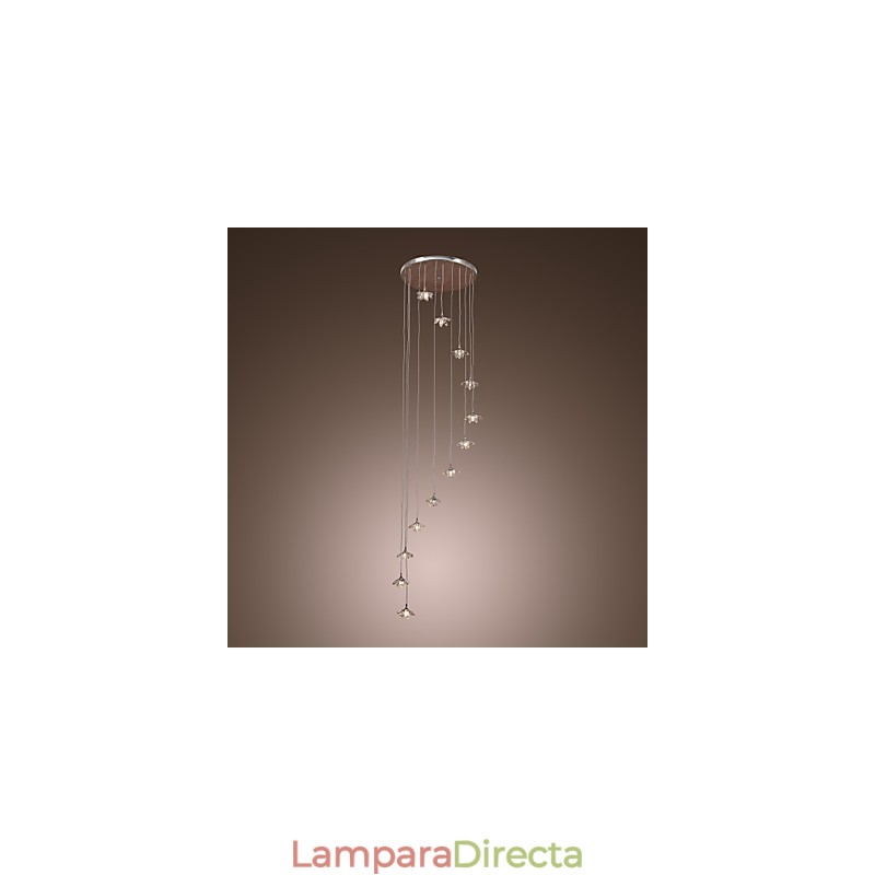 Lámpara colgante moderna contemporánea de metal cromado estilo mini cristal