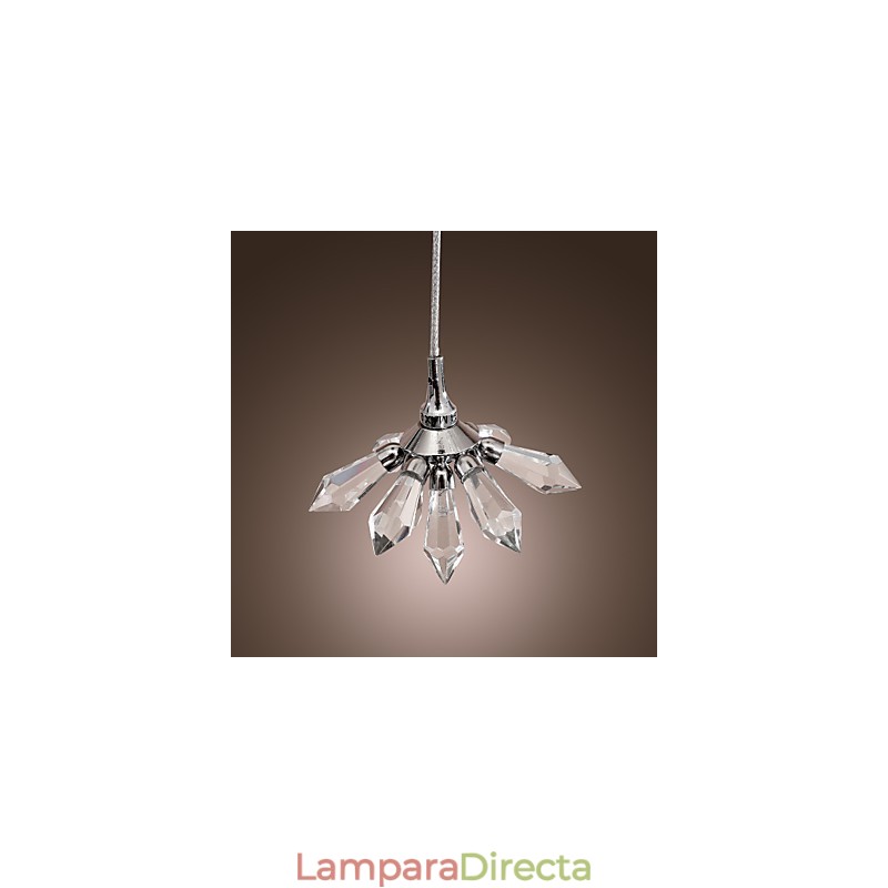 Lámpara colgante moderna contemporánea de metal cromado estilo mini cristal