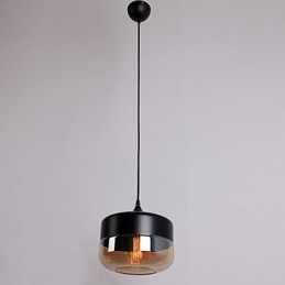 Lámpara colgante con pintura de vidrio chapado retro de 1 luz