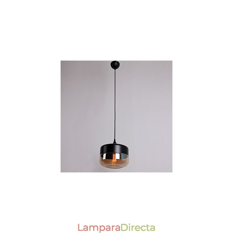 Lámpara colgante con pintura de vidrio chapado retro de 1 luz